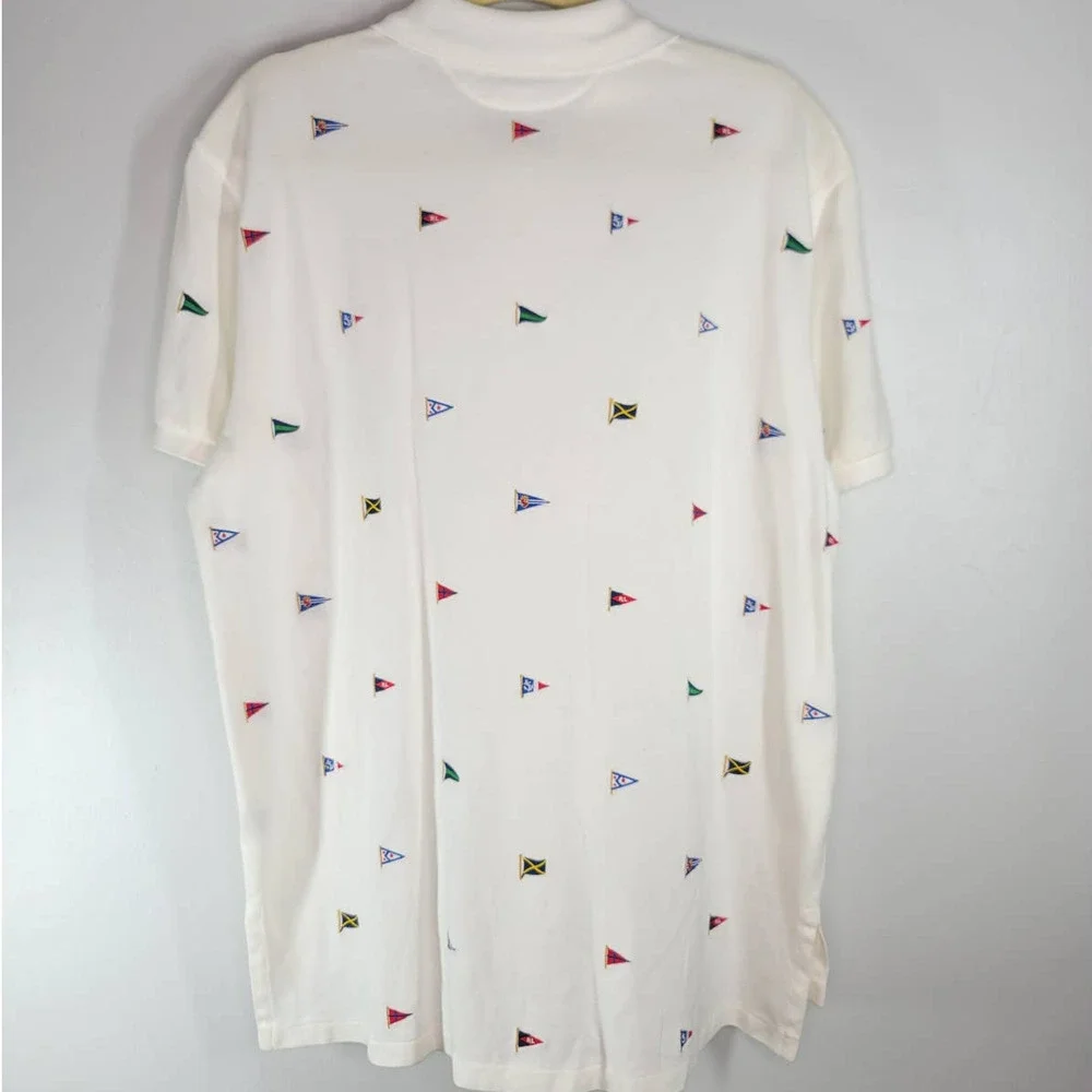 Polo By Ralph Lauren Polo Shirt Hampton Size XL Nautical Flags Embroidered White